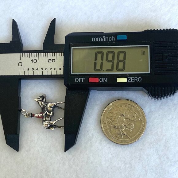 VTG  Sterling Silver 925 3D Red Enamel RCMP Police Riding Horse Charm Pendant - Picture 15 of 16